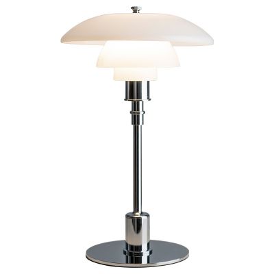 chrome metal white glass classical Louis Poulsen PH 2/1 table lamp